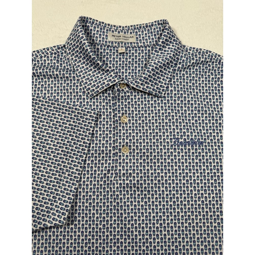 Peter Millar Pina Skullada Performance Polo Men L Blue Purple Summer Comfort